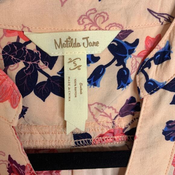 Matilda Jane Peach Pink Floral Tunic Blouse Sz Small - Picture 5 of 6